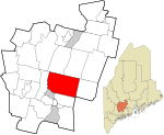 Kennebec County Maine incorporated and unincorporated areas Augusta highlighted